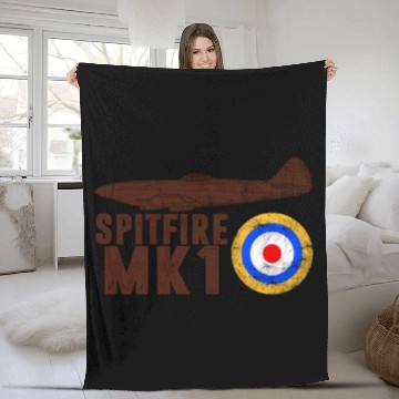 Discover Vintage Spitfire UK Mk.1 | RAF British WWII 3D Fleece Blankets
