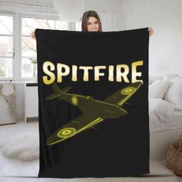 Discover Spitfire UK Mk.1 RAF British WWII Fighter Royal Fleece Blankets