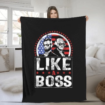 Discover Like A Boss Presidents Day Washington Lincoln Abe Fleece Blankets