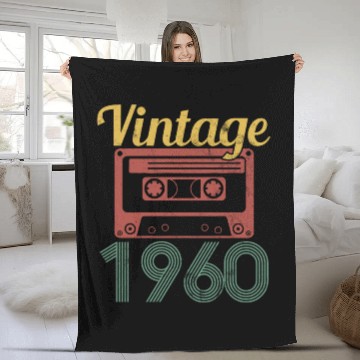 Discover 60th Birthday Vintage 1960 Cassette Funny Gift Fleece Blankets