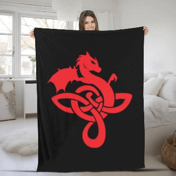 Discover Celtic Symbols Dragon Red Gift Idea Fleece Blankets