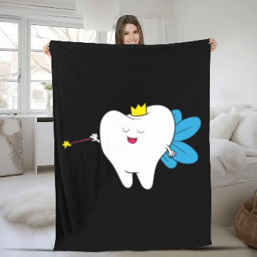 Discover Fairy - Tooth fairy with crown and wand Fleece Blankets