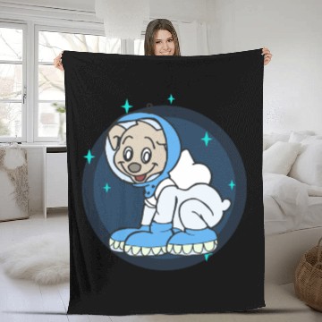 Discover Space Galaxy Flying Dog Pitbull Animal I Gift Idea Fleece Blankets