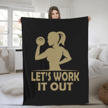 Discover Let s work it out Gym Fitness Women Fleece Blankets
