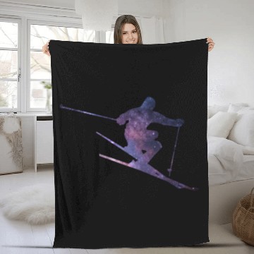 Discover Skiing Fleece Blankets