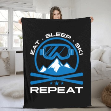 Discover Skiing Skier Winter Sports Fleece Blankets