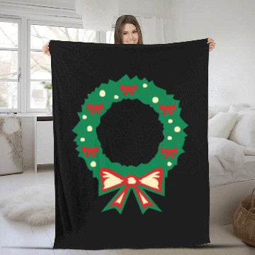 Discover christmas wreath Fleece Blankets