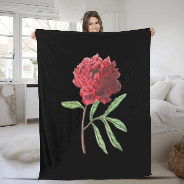 Discover Red tree peony Fleece Blankets