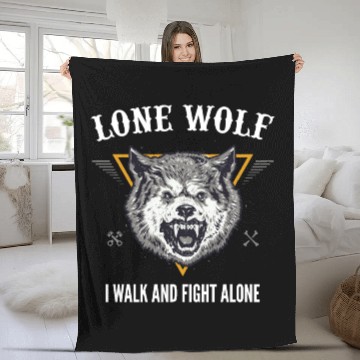 Discover Lone Wolf I Walk and Fight Alone Loner Motivation Fleece Blankets