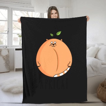 Discover Funny cat and apricot Fleece Blankets