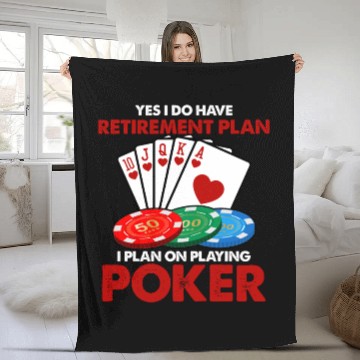 Discover Funny Poker Retirement Plan Fleece Blankets