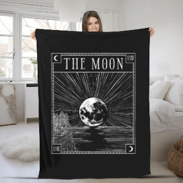 Discover Moon Tarot Card XVIII Occult Witchcraft Gothic Fleece Blankets