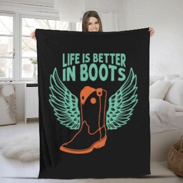 Discover Cowboys & Cow Girls winged Boots Apparel Fleece Blankets