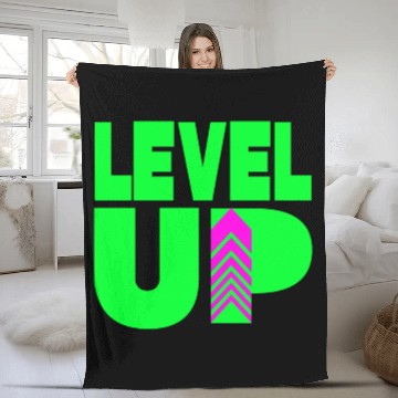 Discover Level Up Neon Green Fleece Blankets