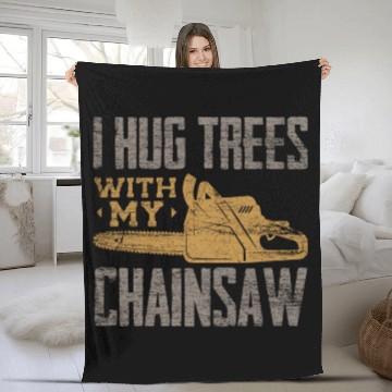 Discover Chainsaw Lumberjack Fleece Blankets
