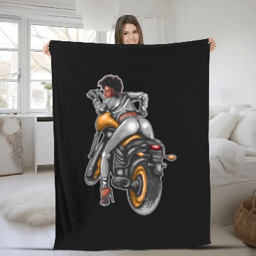 Discover Black Girl Magic Motorcycle Biker Chick Melanin Qu Fleece Blankets