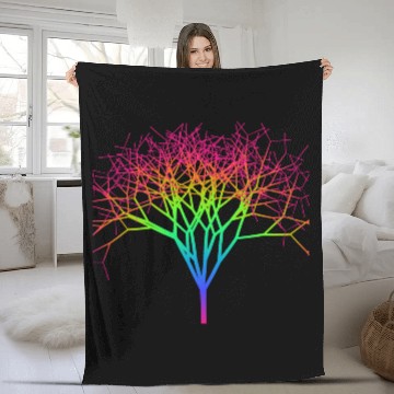 Discover A colorful Rainbow tree Fleece Blankets