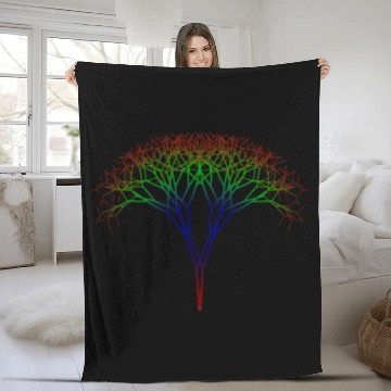 Discover Rainbow Tree brown branches Fleece Blankets