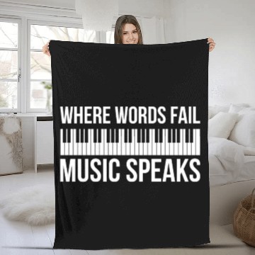 Discover Great Piano Design Quote Words Fail Music Speaks Fleece Blankets