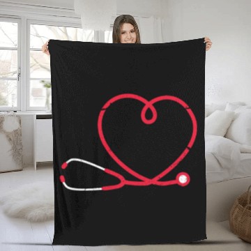 Discover Valentines Day Stethoscope Heart Nurse Doctor Fleece Blankets
