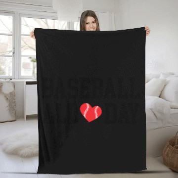 Discover Baseball all day Fleece Blankets