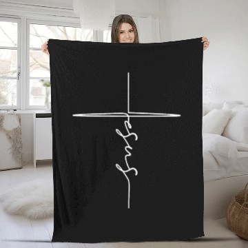 Discover Jesus Cross Fleece Blankets