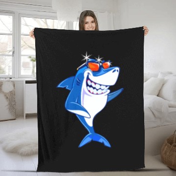 Discover Shark Cool white shark predator marine animal Fleece Blankets