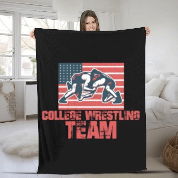 Discover College Wrestling Team Fleece Blankets