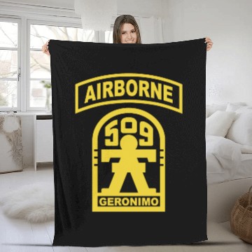 Discover Geronimo 509th Airborne Parachute Infantry US Army Fleece Blankets