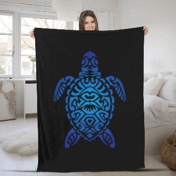 Discover tribal turtle Fleece Blankets