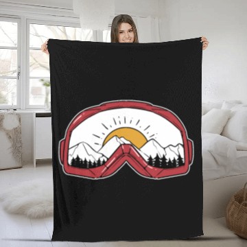 Discover Skiing Goggles - For Skiers Fleece Blankets