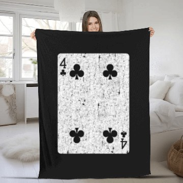 Discover four of clubs playing card Fleece Blankets