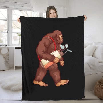 Discover Bigfoot Sasquatch Golf player gift Fleece Blankets