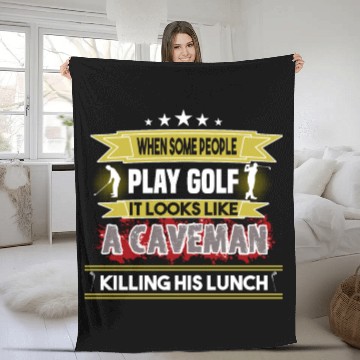 Discover play golf caveman humor golf humor funny golf gift Fleece Blankets