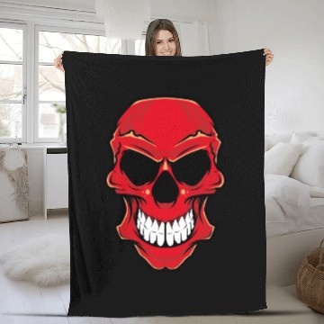 Discover Red Skull Fleece Blankets