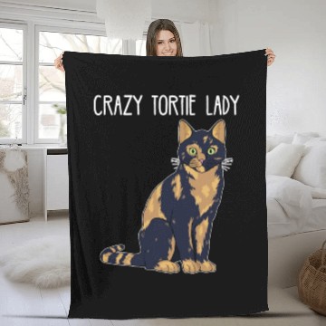 Discover Crazy Tortie Lady Tortoise Shell Cat Owner graphic Fleece Blankets