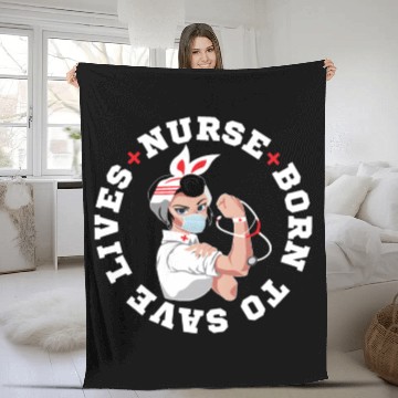 Discover NURSE Born To Save Lives Rosie The Riveter Mask Fleece Blankets