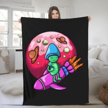 Discover mushroom alien Fleece Blankets