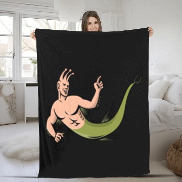 Discover Sea Monkey Pointing Mascot Fleece Blankets