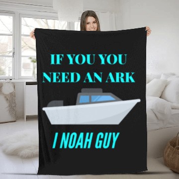 Discover Funny Fishing Noah Ark Boat Christian Pun Joke Fleece Blankets