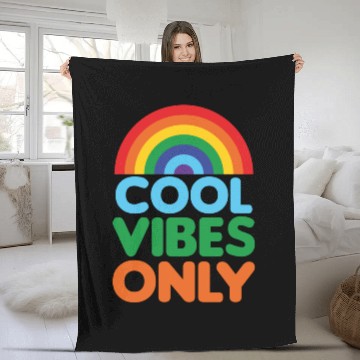 Discover Positive Cool Vibes Only Rainbow Design Fleece Blankets