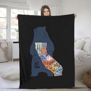 Discover Vintage California Bear EST 1850 Fleece Blankets