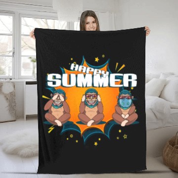 Discover 3 apes summer corona mouth mask protection Fleece Blankets