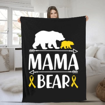 Discover Mama Bear Childhood Cancer Awareness Gift Fleece Blankets