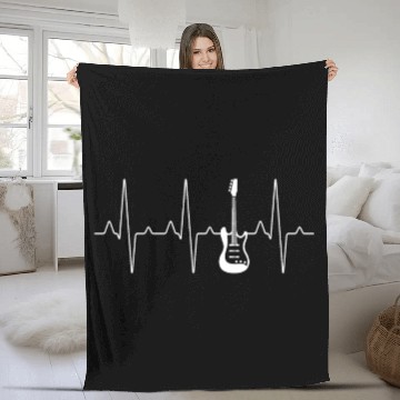 Discover Bass Guitar Heartbeat Fleece Blankets
