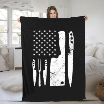 Discover Chef Knife - Patriotic Easter US Flag Fleece Blankets