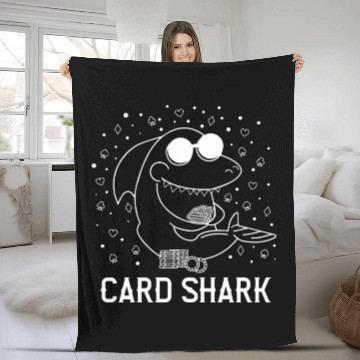 Discover Funny Card Shark Poker Player Gift Fleece Blankets