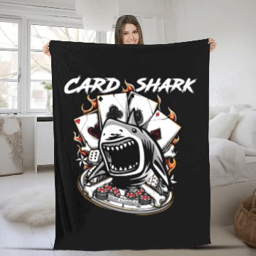 Discover Vintage Card Shark Poker Player - Awesome Gift Fleece Blankets