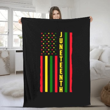 Discover Juneteenth Color Flag Black African American Flag Fleece Blankets
