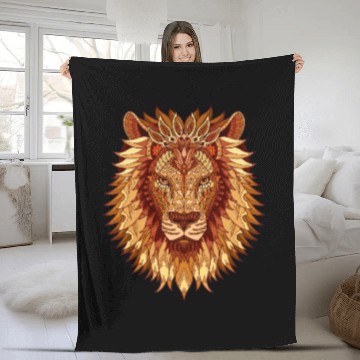 Discover Lion head mandala Fleece Blankets